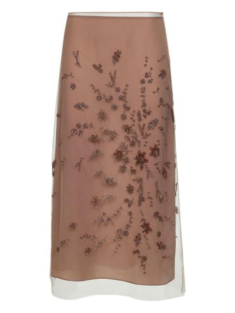 FENDI floral-embellishments midi skirt