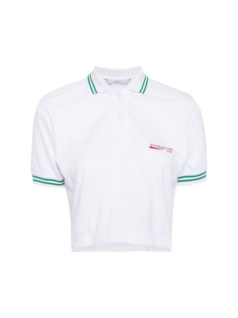 pushBUTTON logo-embroidered cropped polo shirt