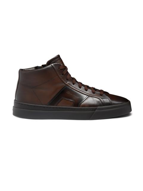 Men's dark brown leather Double Buckle Sneaker