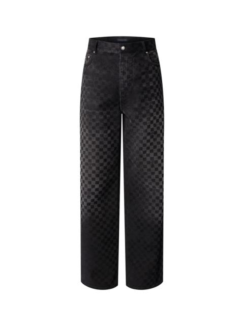Louis Vuitton Flocked Damier Denim Wide-Leg Pants
