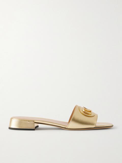 Valentino Vlogo Metallic Leather Mules