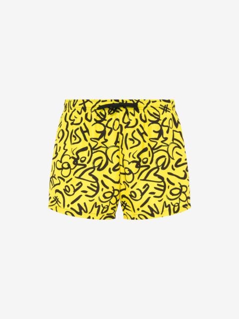 Moschino SCRIBBLE PRINT SWIM TRUNKS