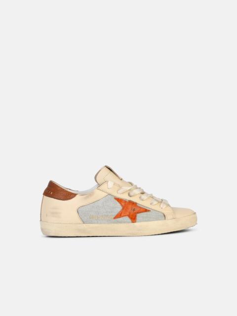 BEIGE LEATHER BLEND SNEAKERS