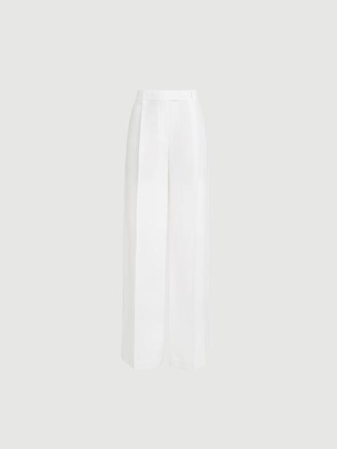 Brunello Cucinelli Viscose and linen fluid twill loose pleated trousers with monili