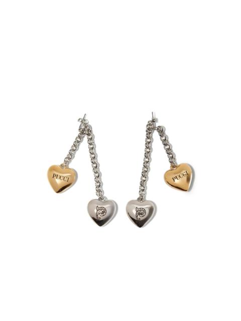 heart-charm drop earrings