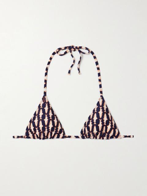 La DoubleJ Printed triangle bikini top Blue