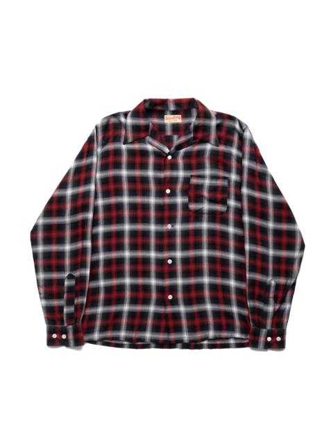 SUGAR CANE Rayon Ombre Check L/S Open Shirt - Red