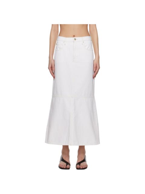 FRAME White 'The Flounce' Denim Midi Skirt