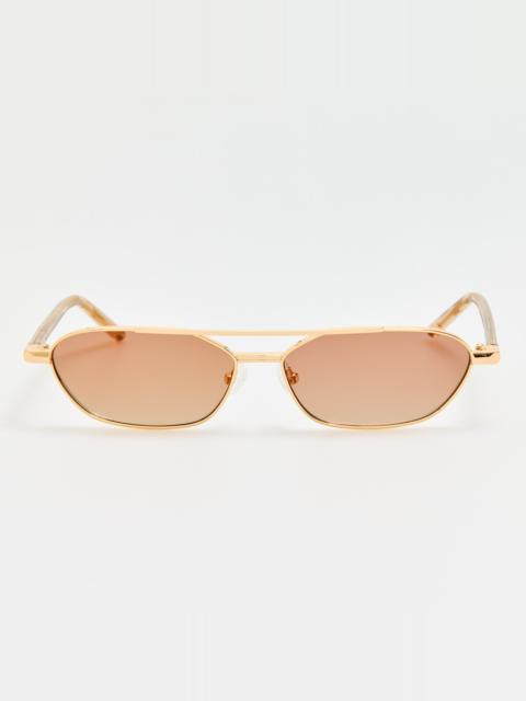 LINDA FARROW Kika Gloria Sunglasses in Gold and Camel