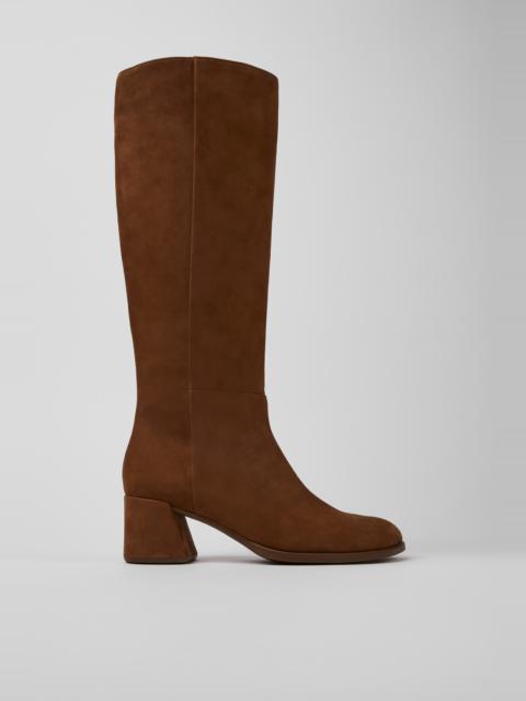 CAMPER Kora Brown Nubuck High Boots for Women.