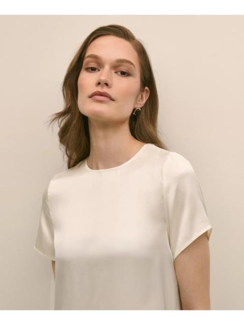 Brooks Brothers Short-Sleeve Top in Washable Silk Charmeuse