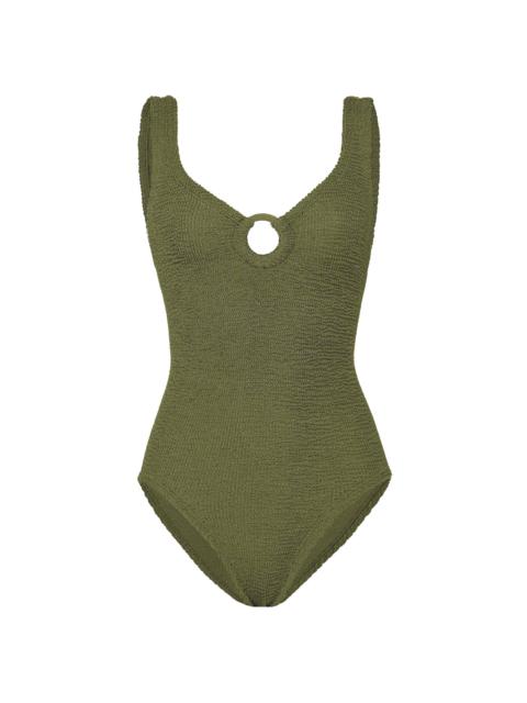 Hunza G Women's Celine O-Ring One-Piece Swimsuit - Metallic Moss