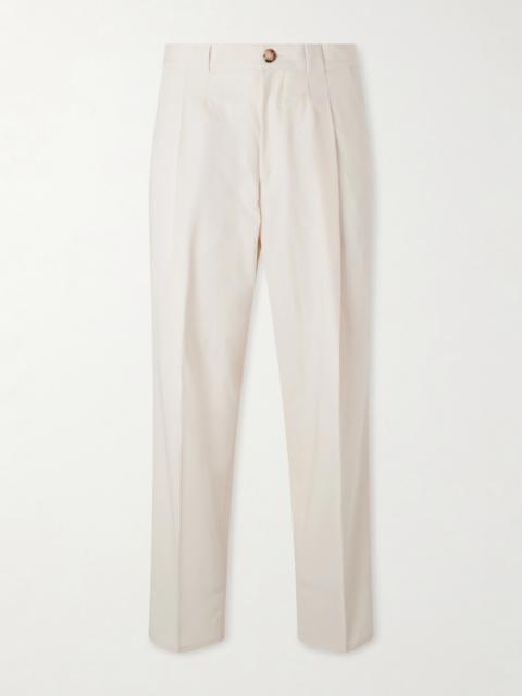 Brunello Cucinelli Straight-Leg Pleated Cotton-Twill Suit Trousers