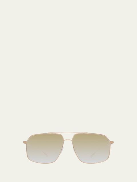 BARTON PERREIRA Men's Double-Bridge Titanium Aviator Sunglasses