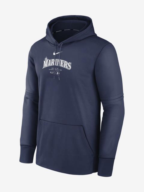 Men's Seattle Mariners Authentic Collection Practice Nike Therma MLB Pullover Hoodie