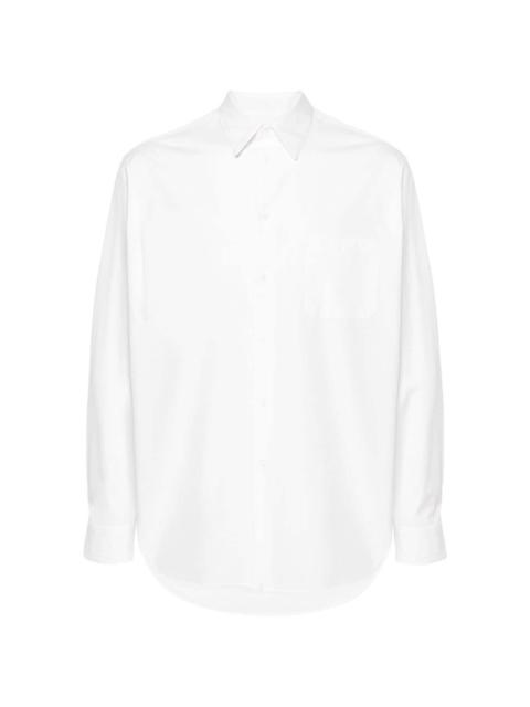 straight-collar cotton shirt