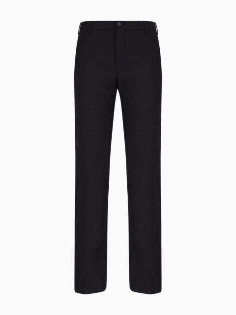 GIORGIO ARMANI Stretch melange flannel flat front trousers