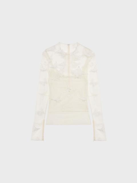 Blumarine TULLE SWEATER WITH EMBROIDERY