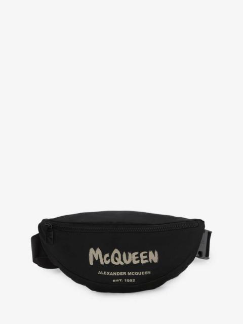 Mcqueen Graffiti Belt Bag in Black/off White