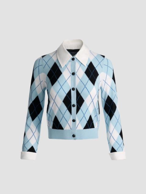 Alice + Olivia Women's Dollie Argyle Wool-Blend Cardigan - Mineral Blue Multi