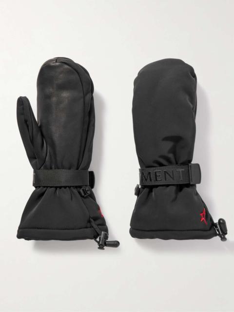 PERFECT MOMENT Davos two-tone padded shell and leather mittens Black