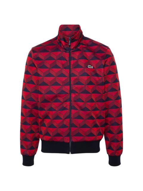 zip-up geometric-jacquard sweatshirt