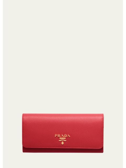 Prada Bifold Flap Leather Long Wallet