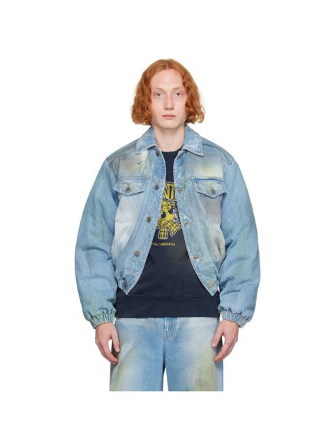 EGONLAB Blue Padded Denim Bomber Jacket