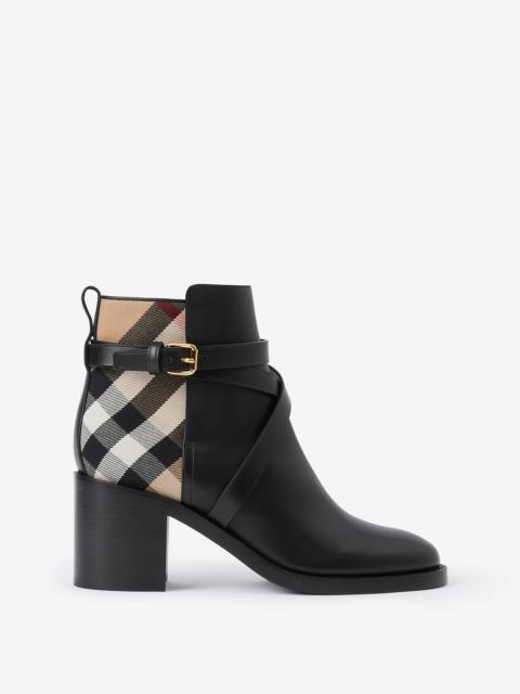 Burberry House Check and Leather Ankle Boots