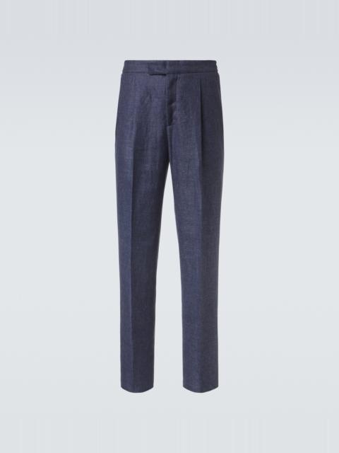 Berluti Linen, wool, and silk tapered pants