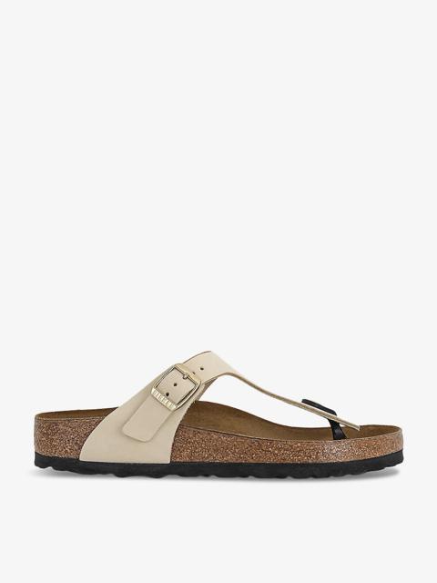 Branded-hardware leather thong sandals