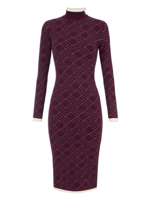 ELISABETTA FRANCHI decorative-button jacquard knit midi dress