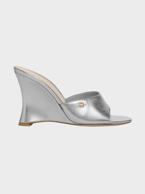 Gianvito Rossi Metallic Napa Leather Wedge Sandals