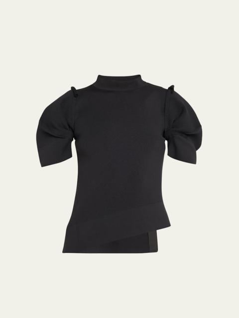 sacai Asymmetric Pleated-Sleeve Sweater
