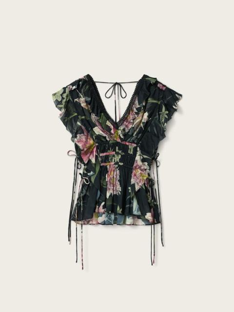 ALLSAINTS CANTO PRINTED RUFFLE TIERED TOP