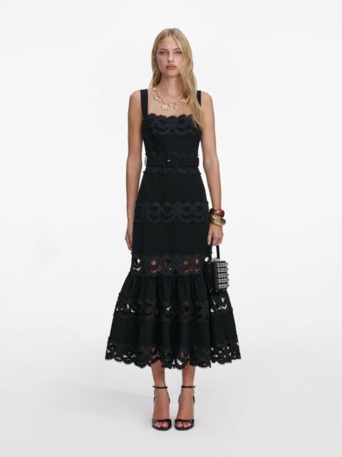 self-portrait Black Crepe Midi Dress