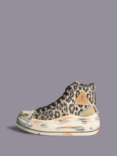 R13 KURT HIGH TOP SNEAKER - DISTRESSED LIGHT LEOPARD