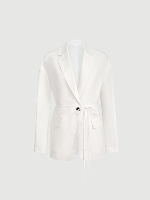 Brunello Cucinelli Viscose and linen fluid twill blazer with monili