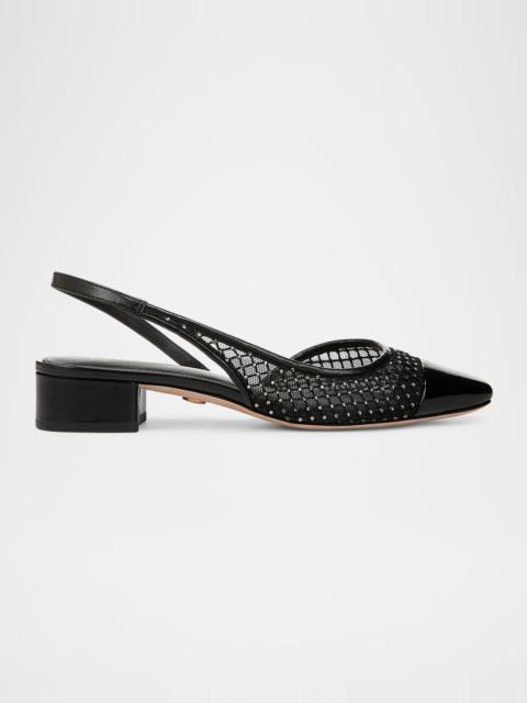 Cecile Net Leather Slingback Ballerina Flats