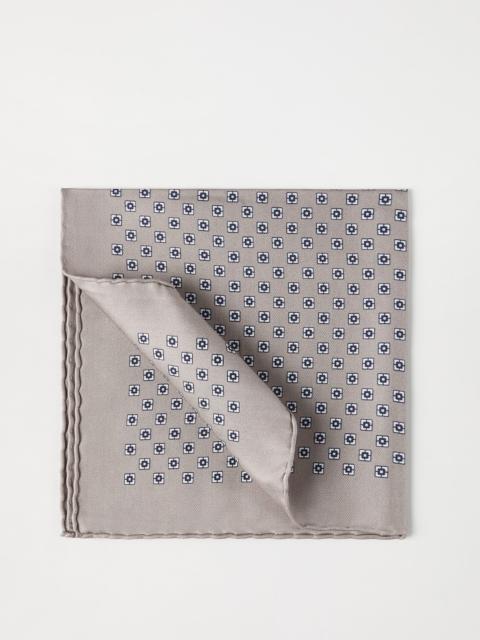 Brunello Cucinelli Silk pocket square with squares pattern