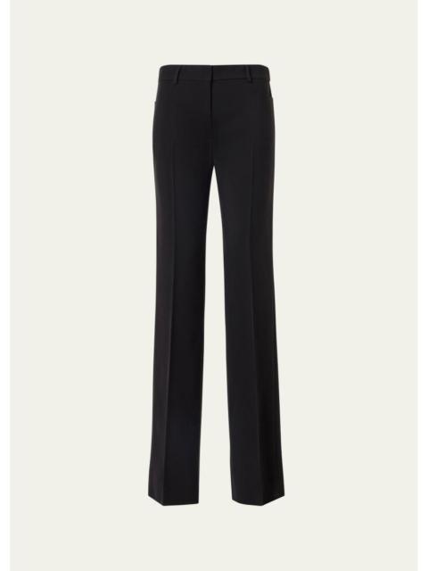 AKRIS Mikka Wool Tricotine Straight-Leg Pants