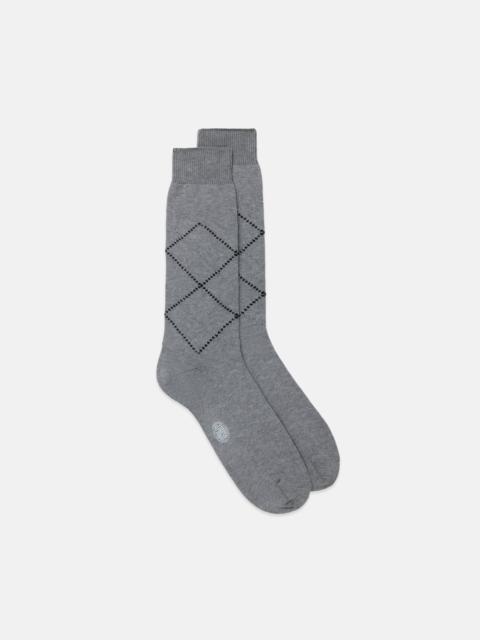 J. PRESS MADE-IN-ITALY LIGHT GREY TONAL ARGYLE COTTON MID-CALF SOCKS