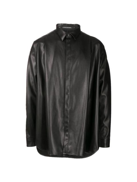 faux-leather long-sleeve shirt