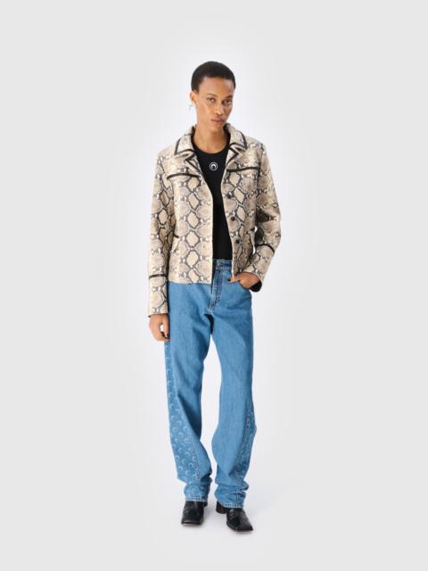 Marine Serre Python Printed Leather Boxy Jacket