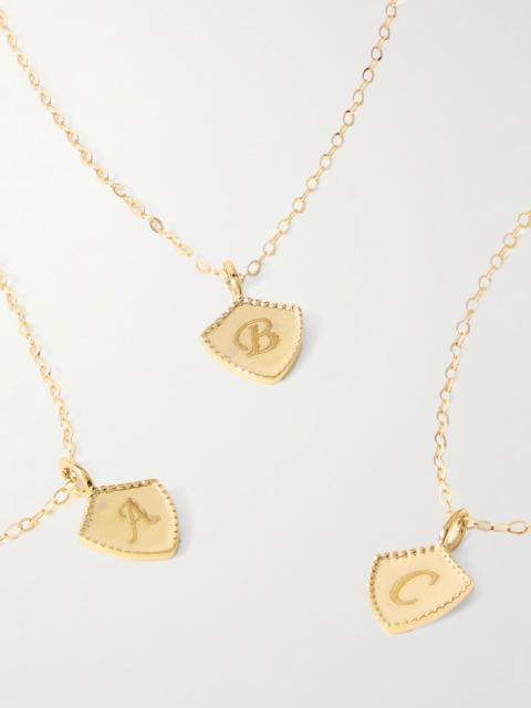 STONE AND STRAND Mini Shield 10-karat gold necklace Gold
