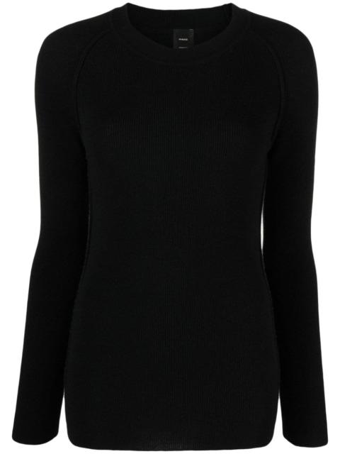 PINKO round-neck ribbed-knit top