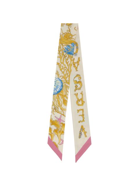 VERSACE Gold & Off-White Underwater Barocco Silk Scarf