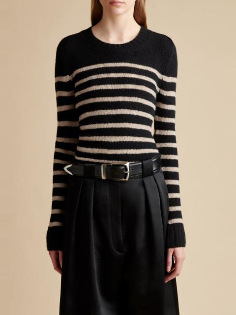 The Tilda Sweater in Black and Powder Stripe