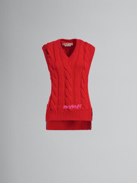 Marni RED CABLE-KNIT VEST