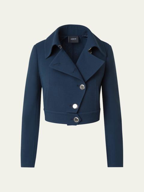 AKRIS Dana Asymmetric-Button Wool Crepe Jacket